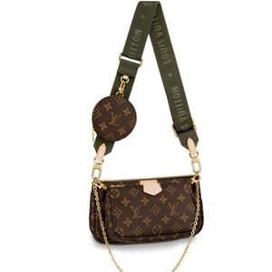 Louis Vuitton pochette accessories handbag in khaki canvas